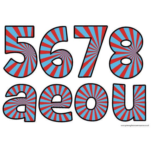Print Your Own Red and Blue Burst Display Lettering Pack:Primary Classroom Resources