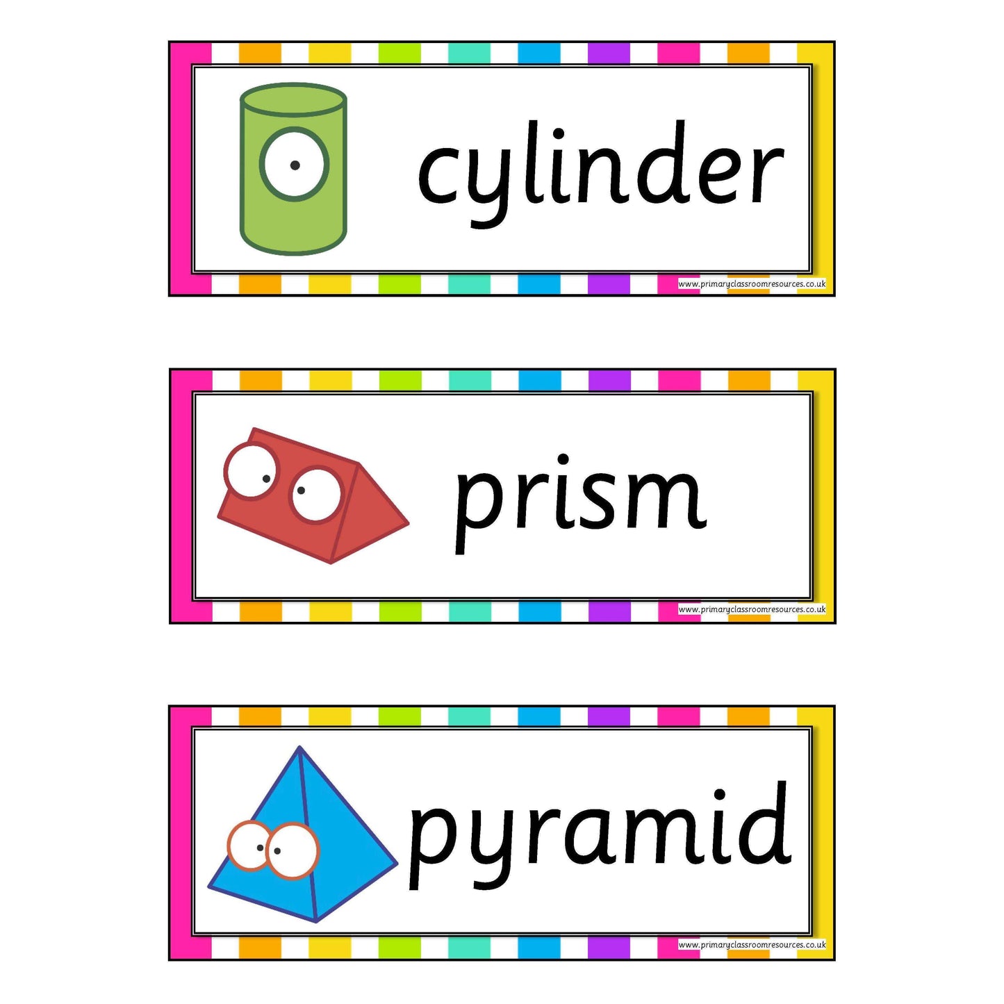 Rainbow 3D Shapes Flashcards:Primary Classroom Resources
