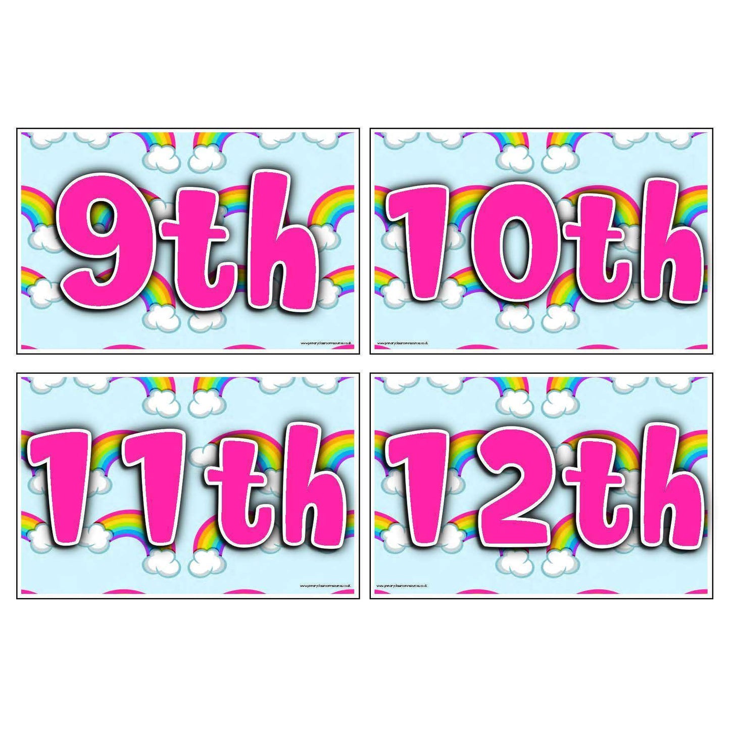 Rainbow and Clouds Calendar Number Cards:Primary Classroom Resources