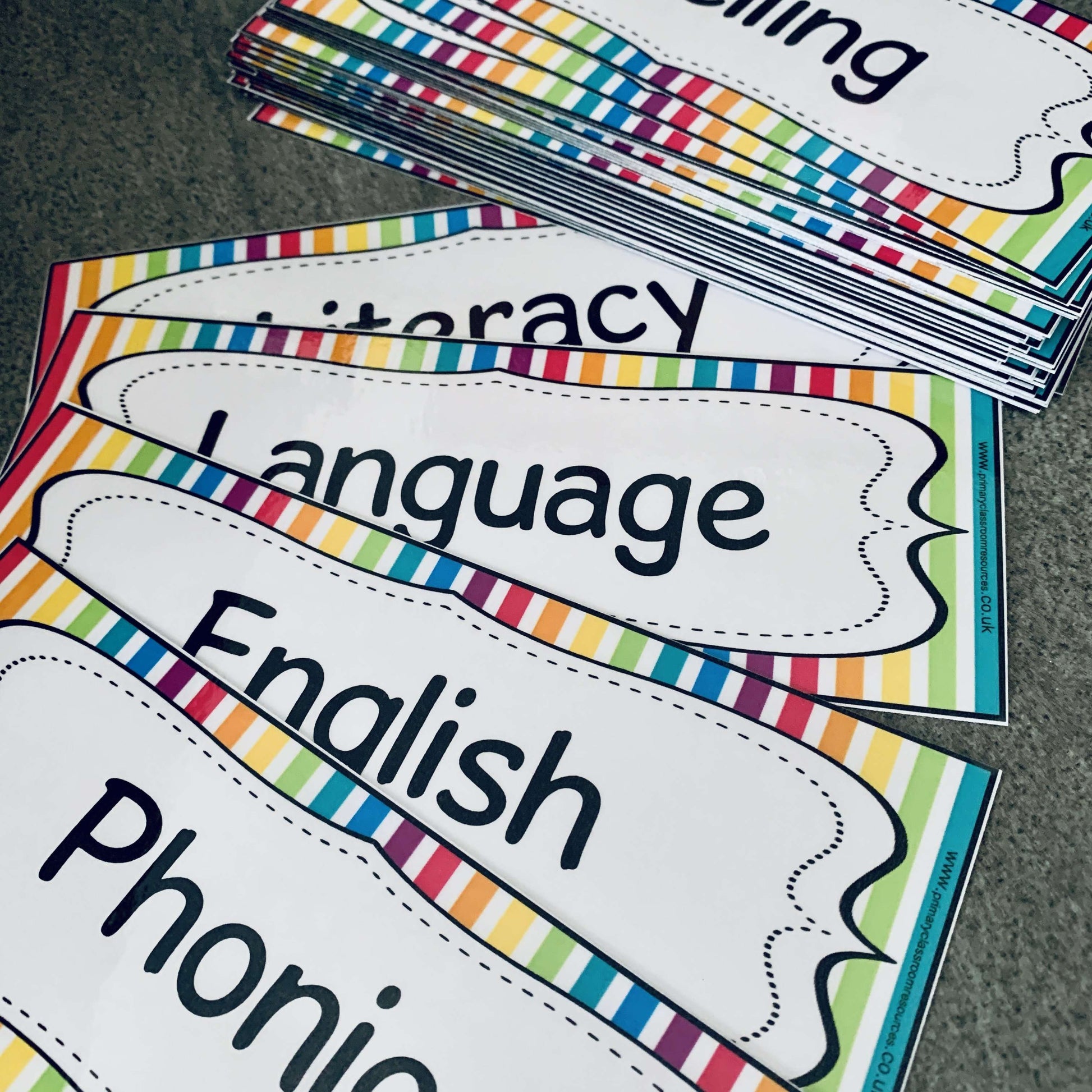 Rainbow Stripe Subject Timetable Cards:Primary Classroom Resources