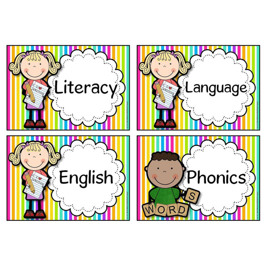 Rainbow Stripe Visual Timetable Cards:Primary Classroom Resources