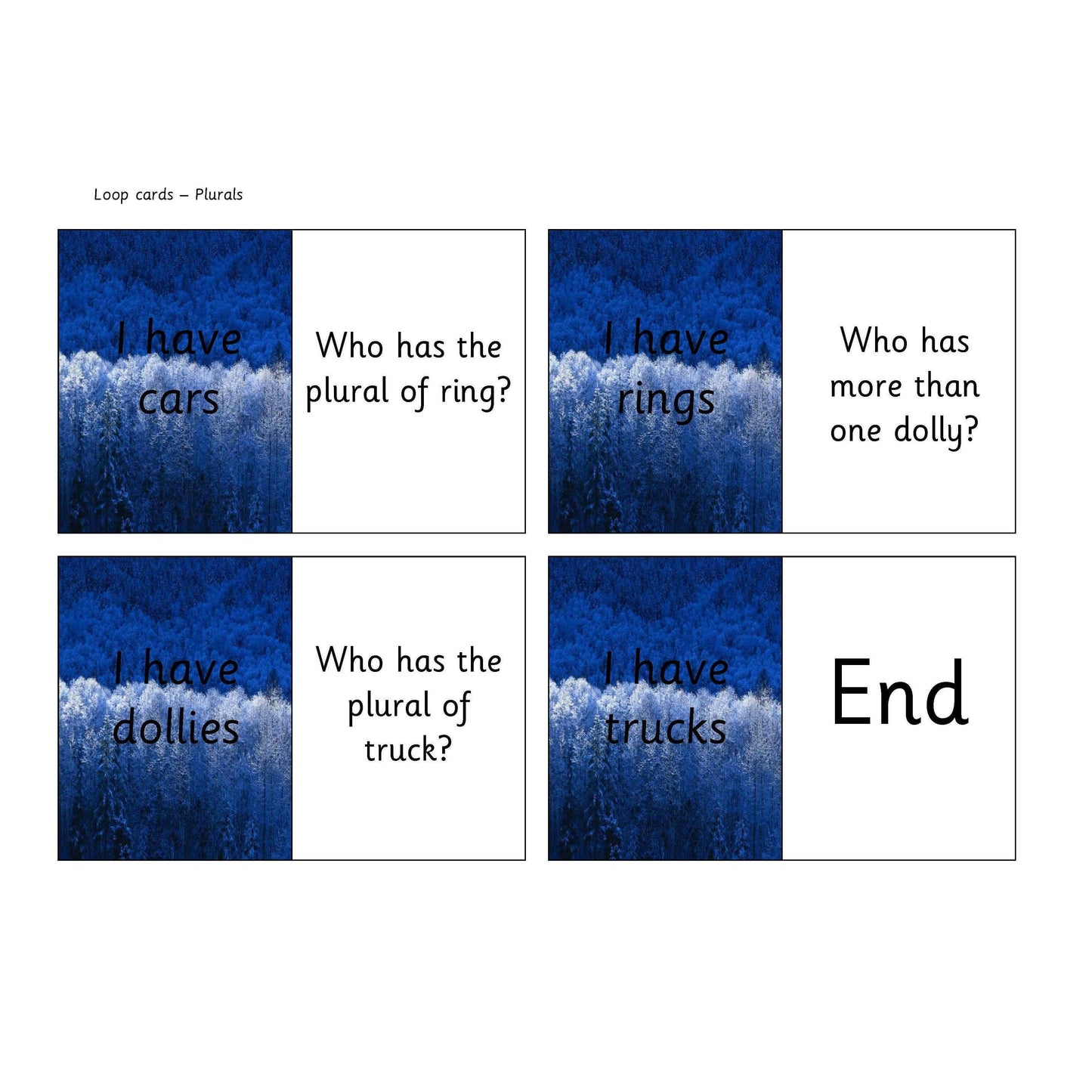Regular Plurals Loop Cards:Primary Classroom Resources