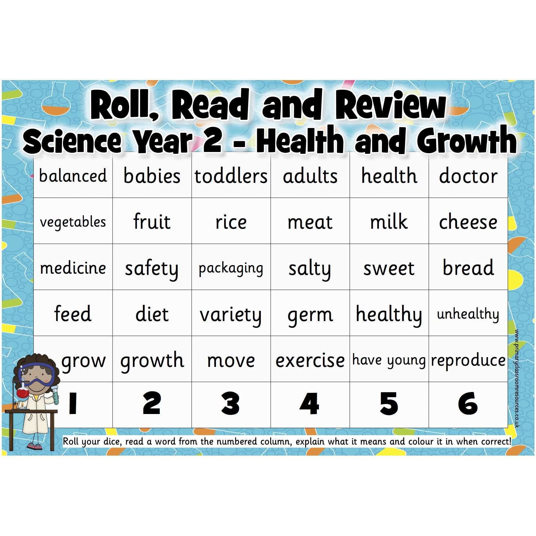 Roll, Read and Review -  Science Year 2:Primary Classroom Resources