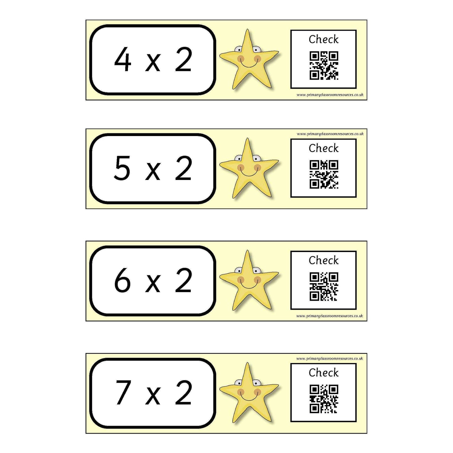 Self Checking Times Tables Cards - x 2 x 5 x 10 Tables:Primary Classroom Resources