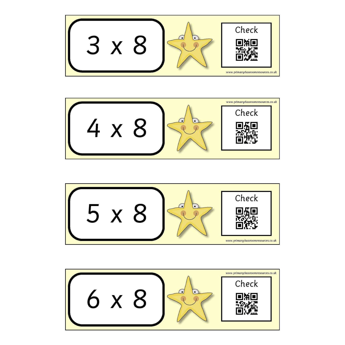 Self Checking Times Tables Cards - x 7 x 8 x 9 Tables:Primary Classroom Resources
