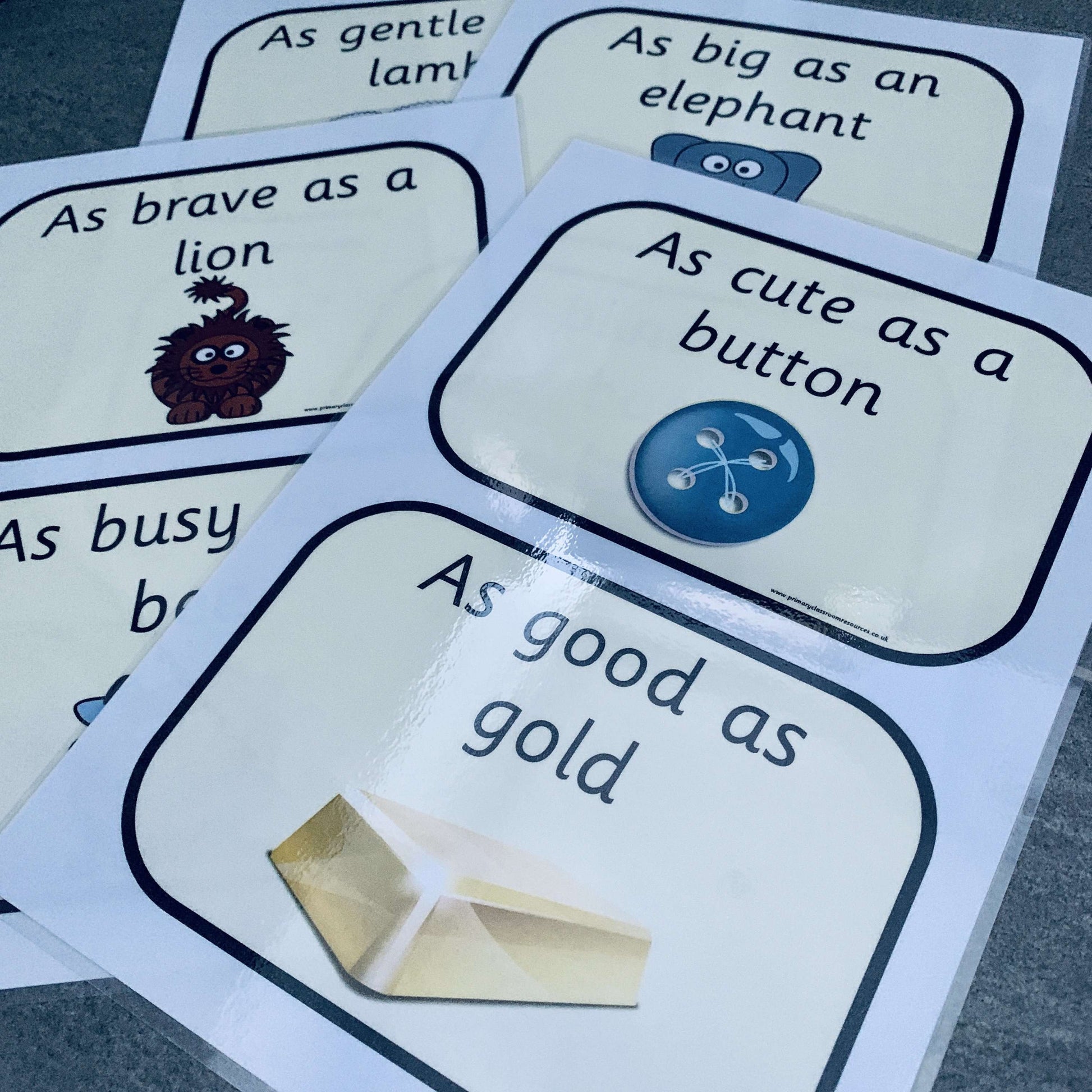 Similes Cards:Primary Classroom Resources