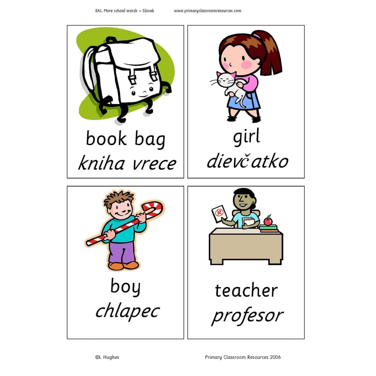 Slovak More School Words:Primary Classroom Resources