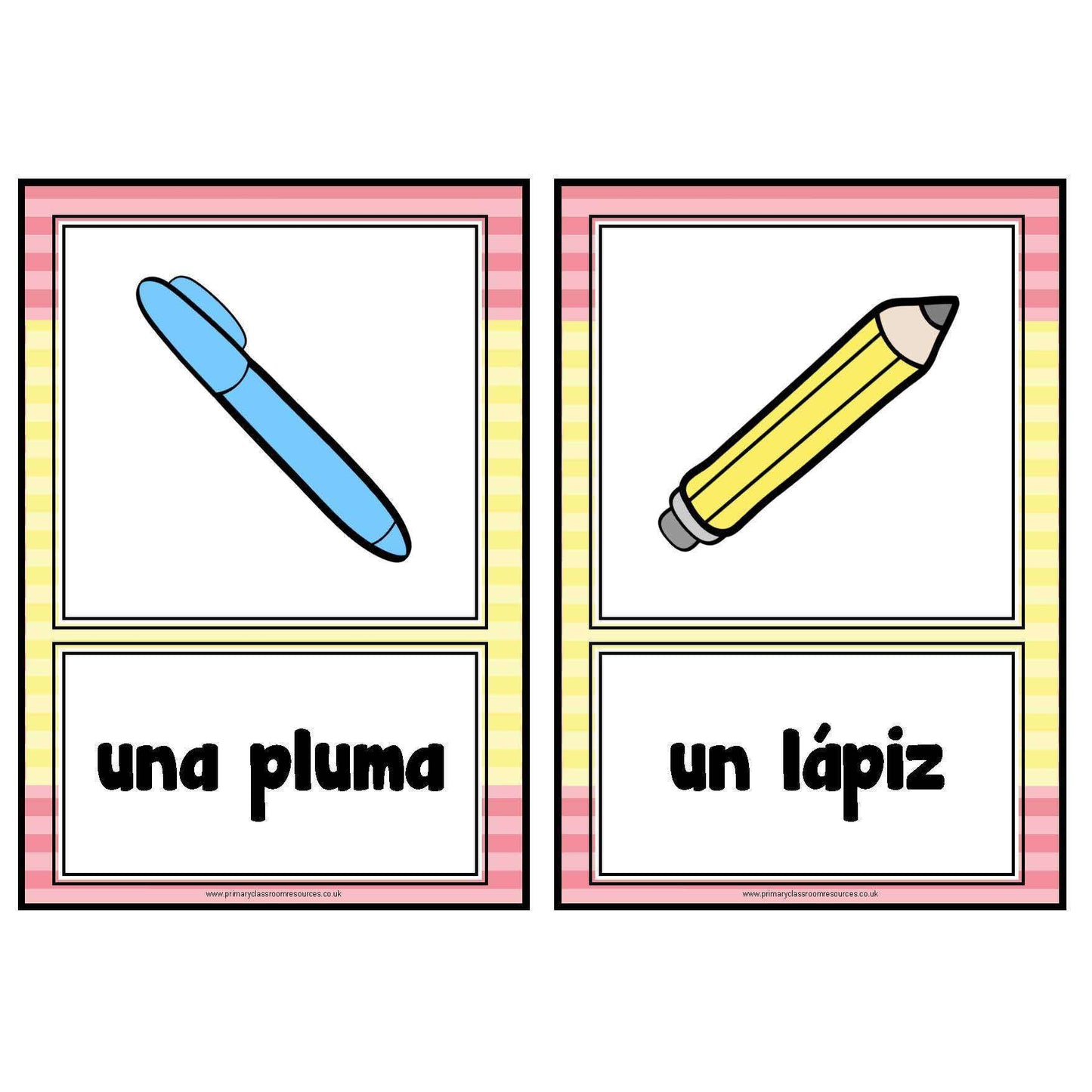 Spanish Classroom Objects Cards:Primary Classroom Resources