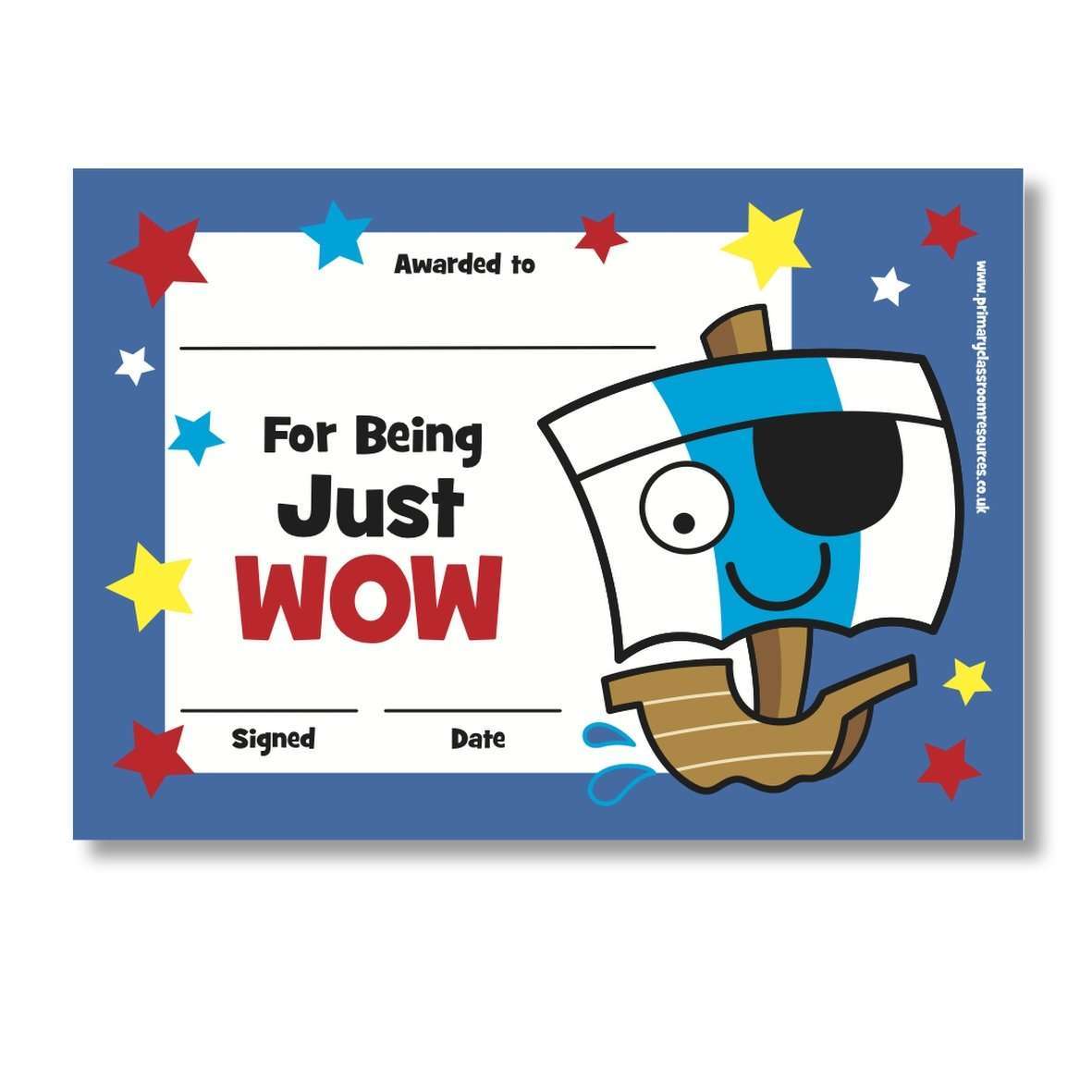 Sticky Certificates - Just Wow - Pirate:Primary Classroom Resources