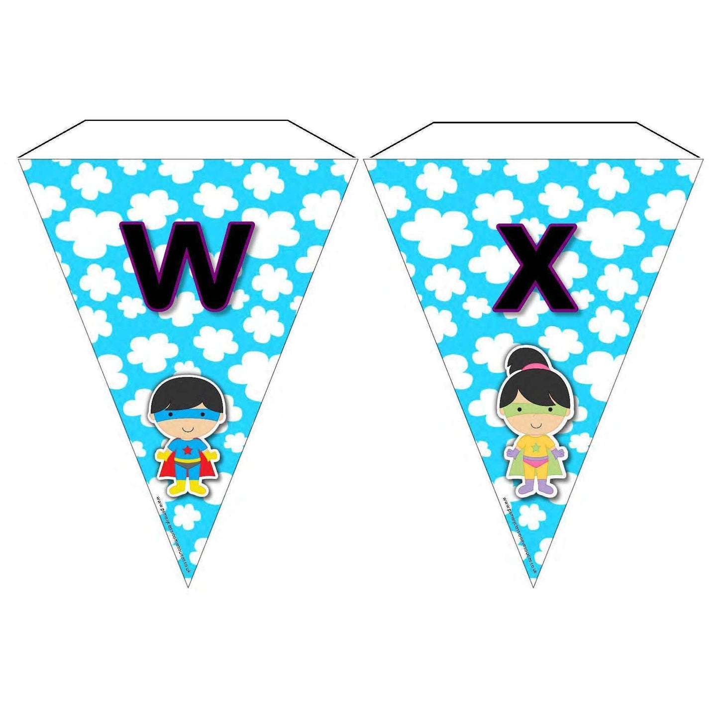 Superhero Letters and Sounds Phase 3 Bunting:Primary Classroom Resources