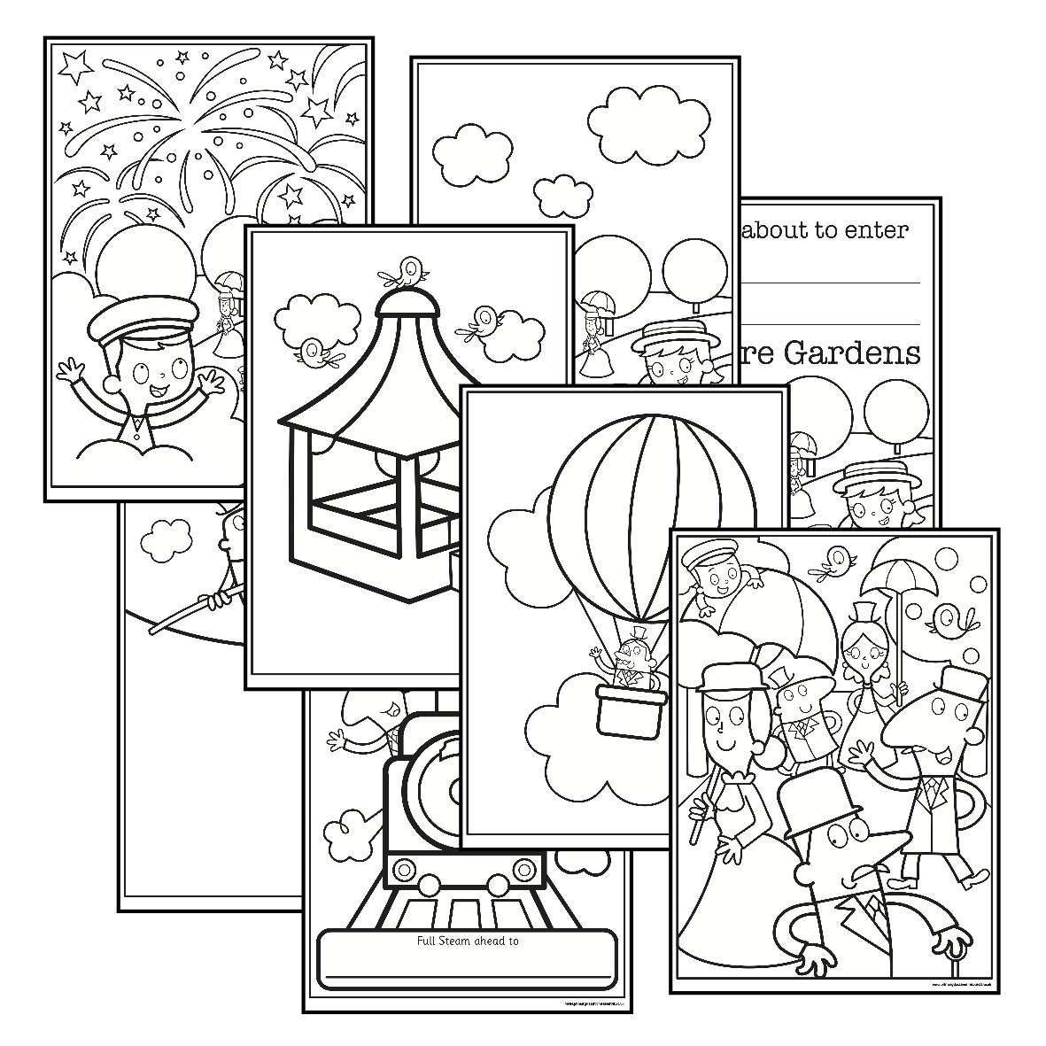 Victorian Pleasure Garden Colouring Sheets:Primary Classroom Resources