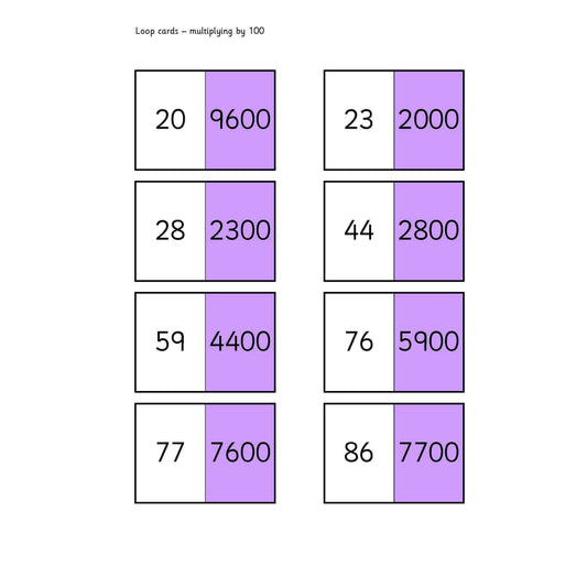 x 100 Loop Cards:Primary Classroom Resources