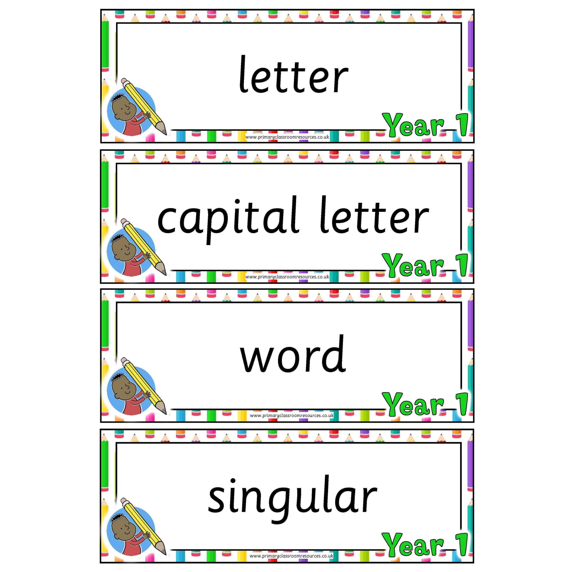 Year 1 English Terminology Cards:Primary Classroom Resources