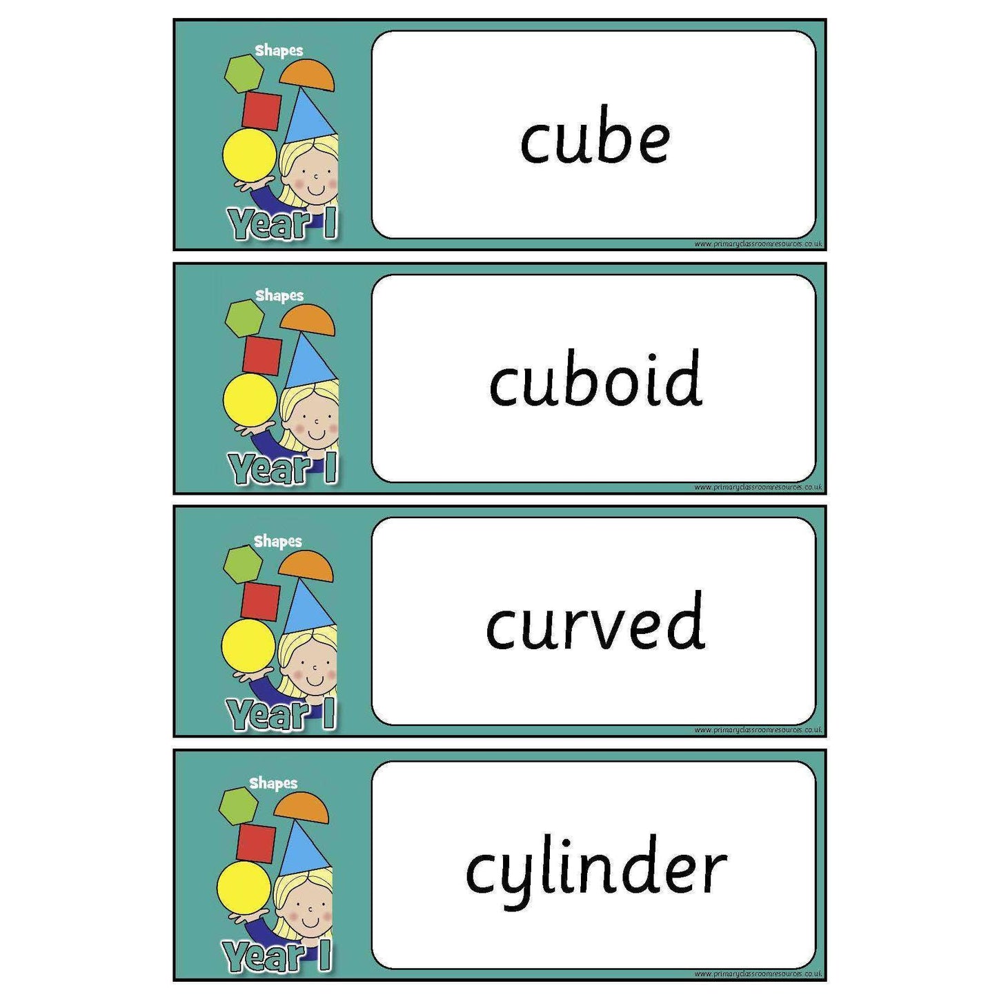 Year 1 Maths Vocabulary - Geometry: Properties of Shapes:Primary Classroom Resources
