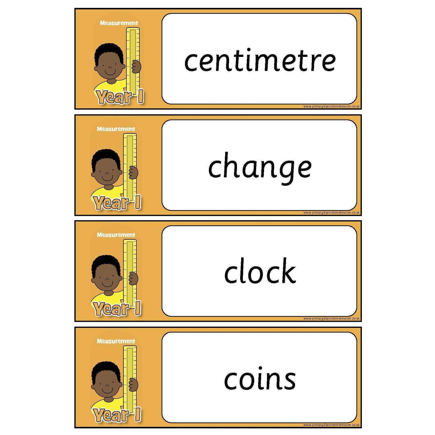 Year 1 Maths Vocabulary - Measurement:Primary Classroom Resources