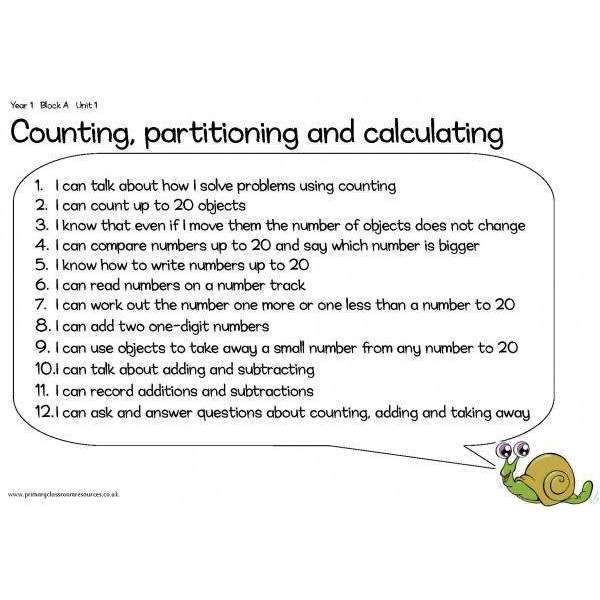 Year 1 Numeracy I Can Statements Posters:Primary Classroom Resources