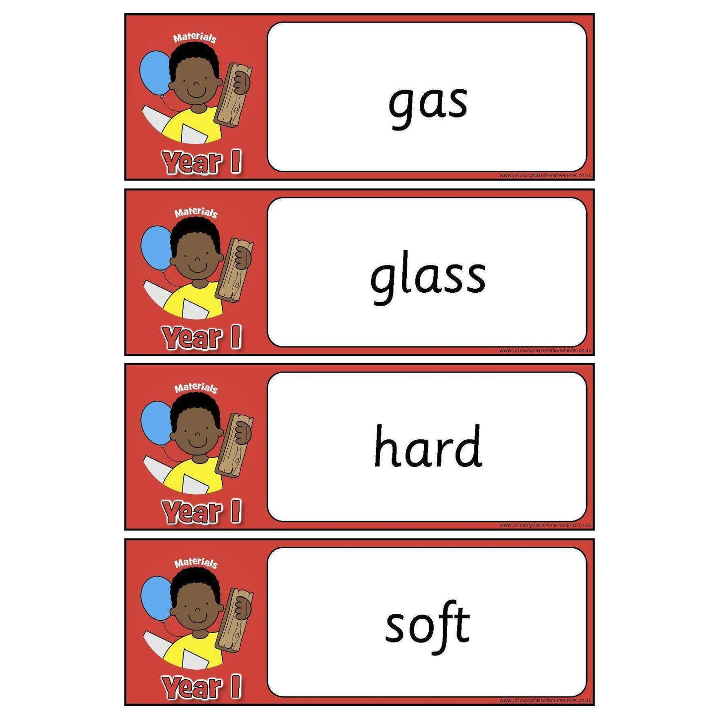 Year 1 Science Vocabulary - Materials:Primary Classroom Resources