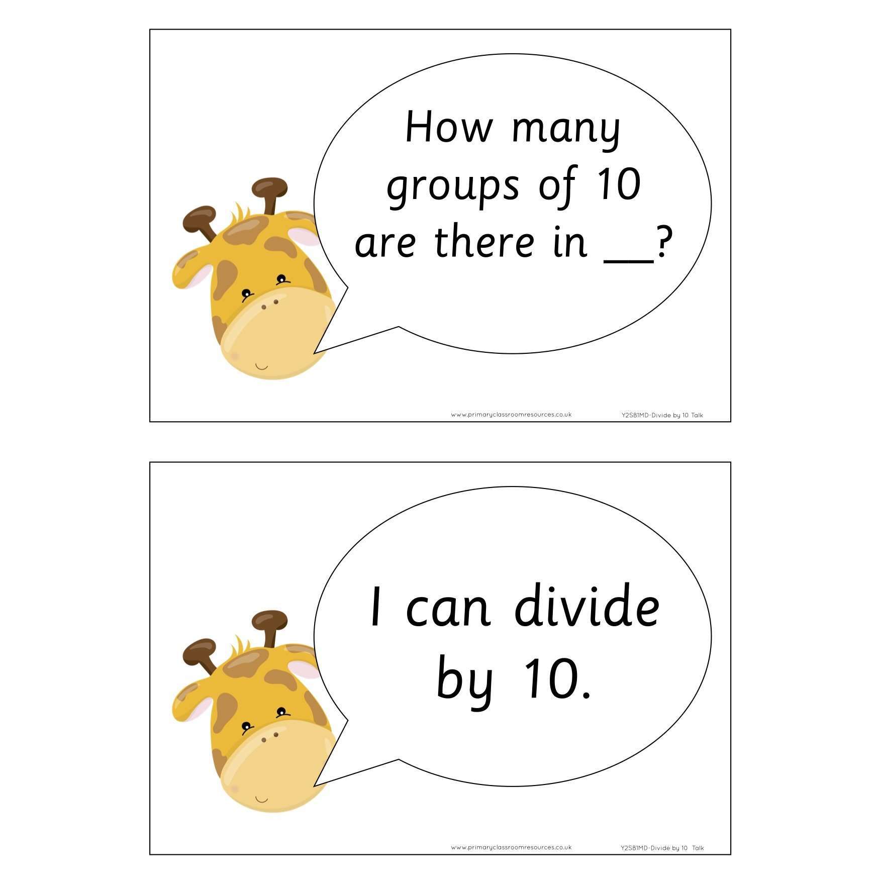 Year 2 - Spring Block 1 - Multiplication & Division - Divide by 10 - Question & Talk Pack:Primary Classroom Resources