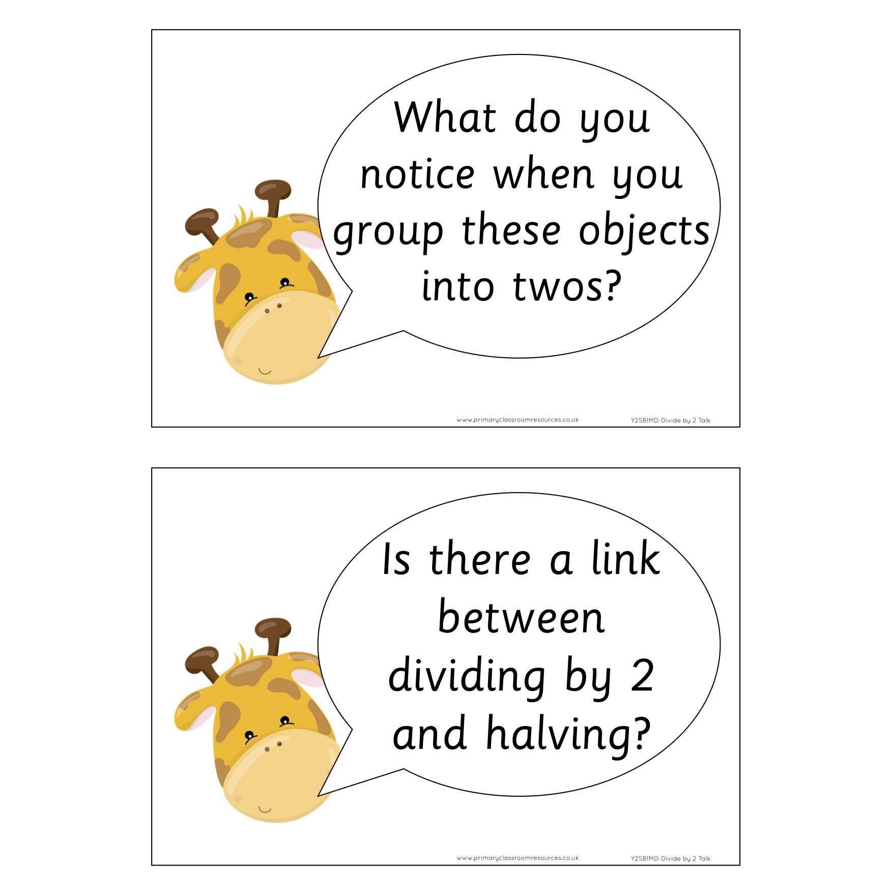 Year 2 - Spring Block 1 - Multiplication & Division - Divide by 2 - Question & Talk Pack:Primary Classroom Resources