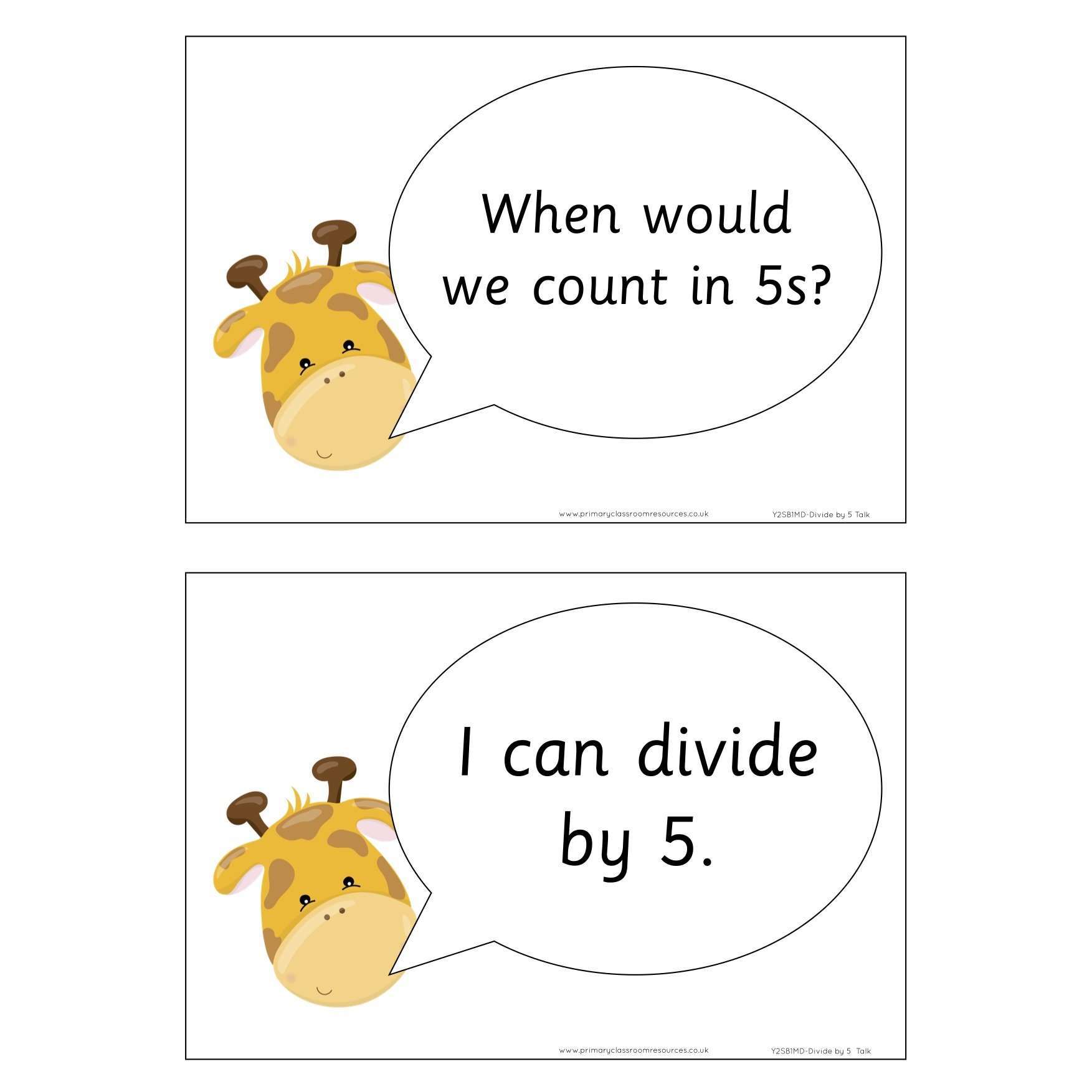 Year 2 - Spring Block 1 - Multiplication & Division - Divide by 5 - Question & Talk Pack:Primary Classroom Resources