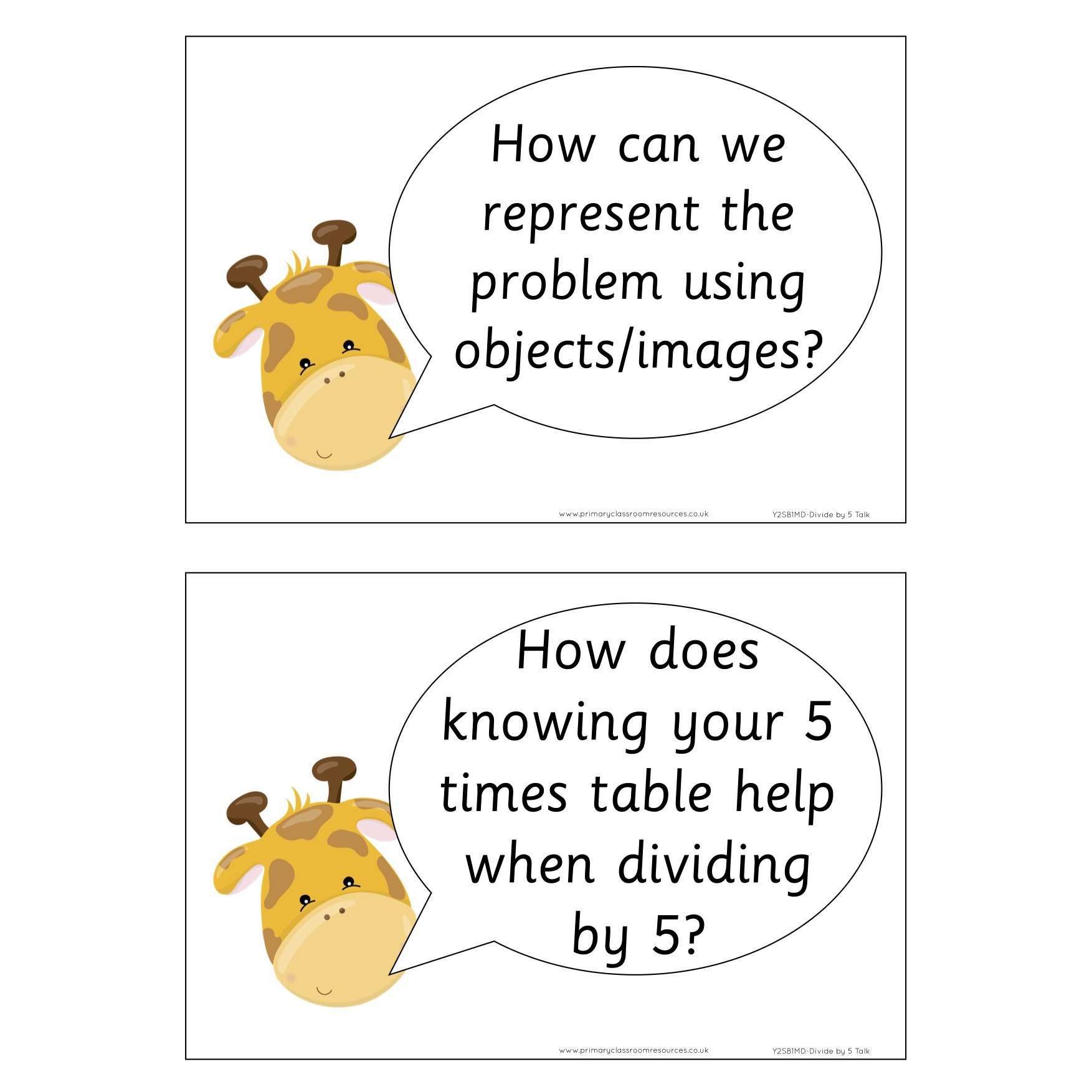 Year 2 - Spring Block 1 - Multiplication & Division - Divide by 5 - Question & Talk Pack:Primary Classroom Resources