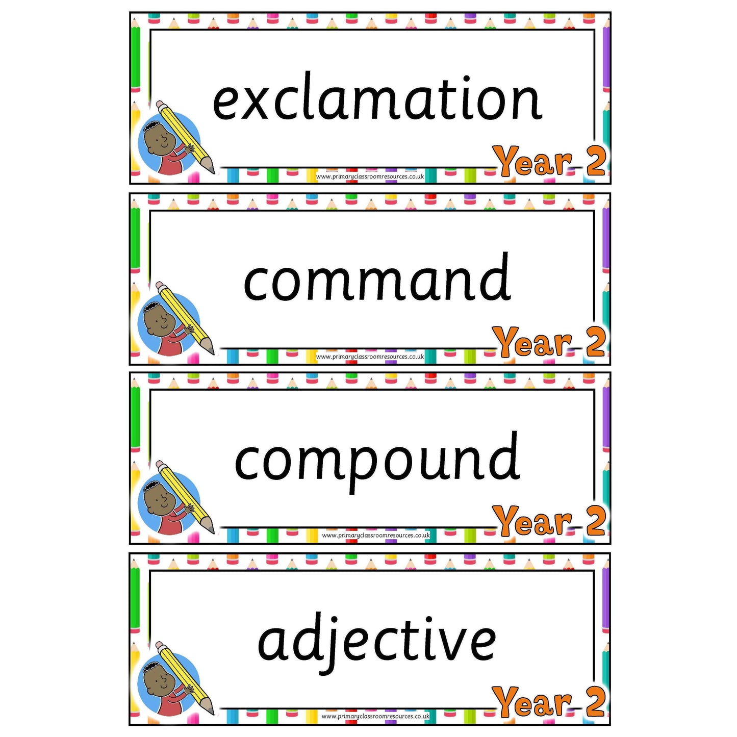 Year 2 English Terminology Cards:Primary Classroom Resources