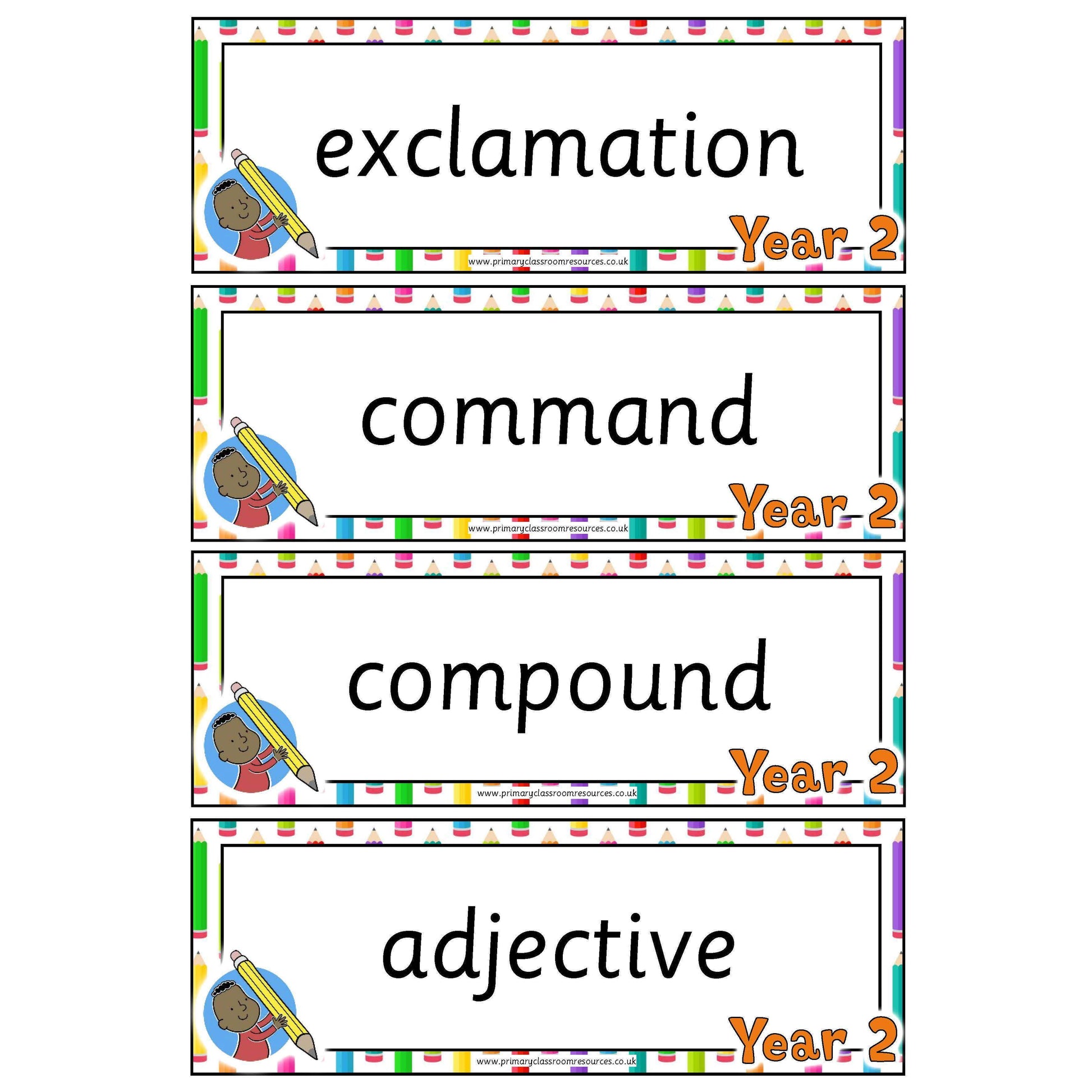 Year 2 English Terminology Cards:Primary Classroom Resources