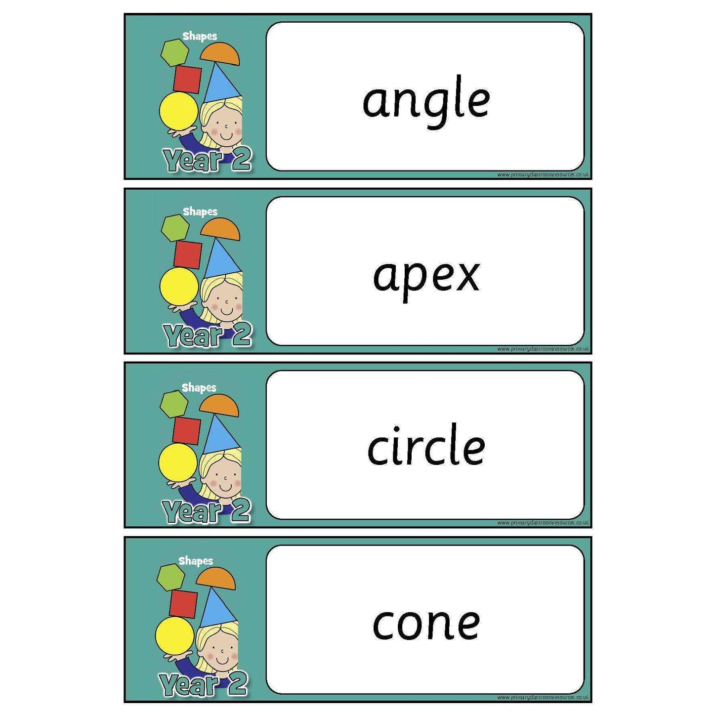Year 2 Maths Vocabulary - Geometry: Properties of Shapes:Primary Classroom Resources