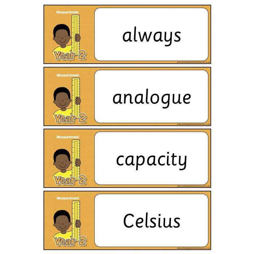 Year 2 Maths Vocabulary - Measurement:Primary Classroom Resources