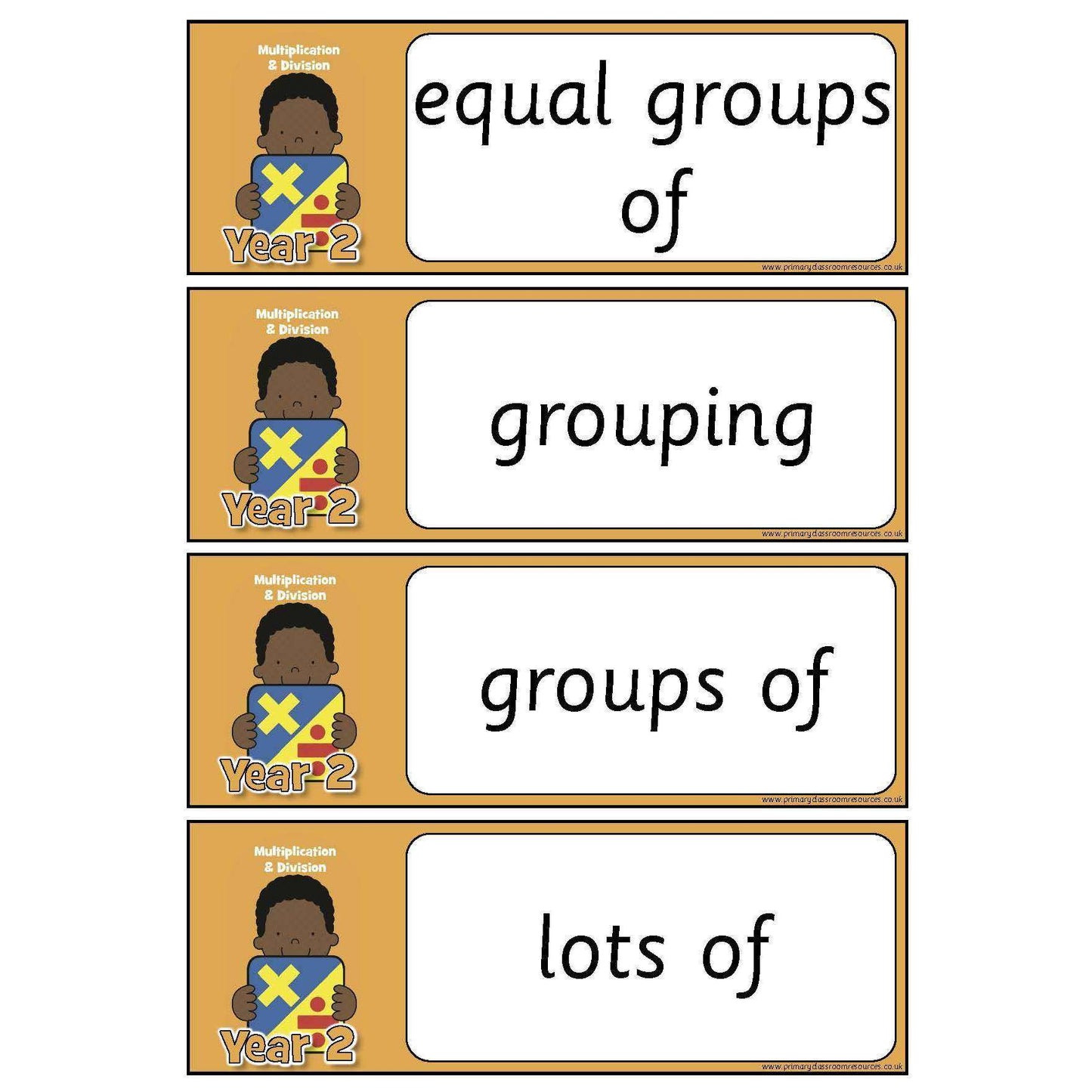 Year 2 Maths Vocabulary - Multiplication and Division:Primary Classroom Resources