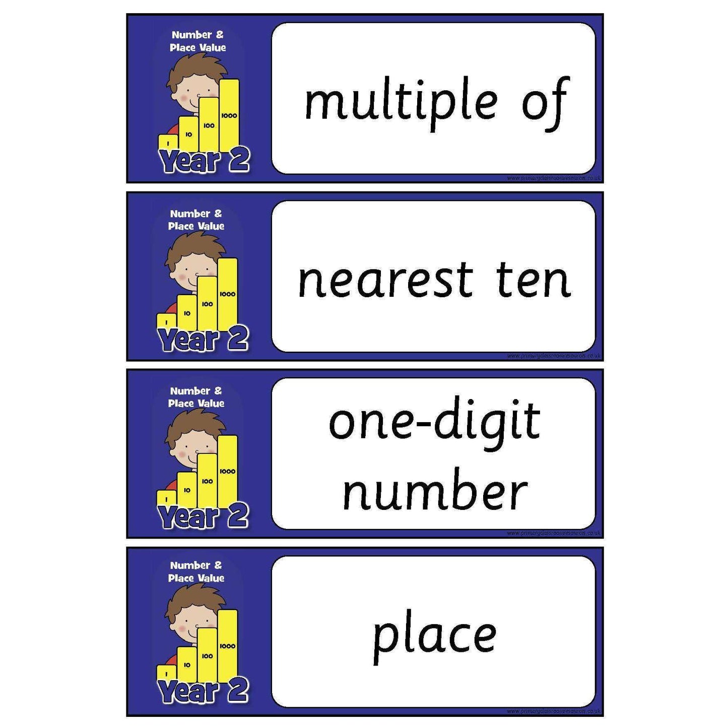 Year 2 Maths Vocabulary - Number and Place Value:Primary Classroom Resources