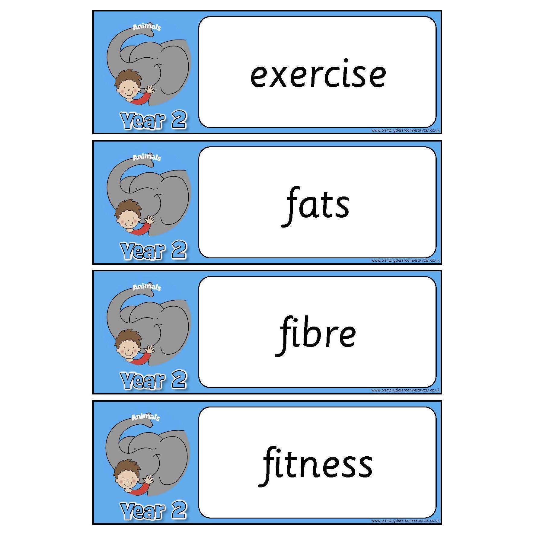 Year 2 Science Vocabulary - Animals including humans:Primary Classroom Resources