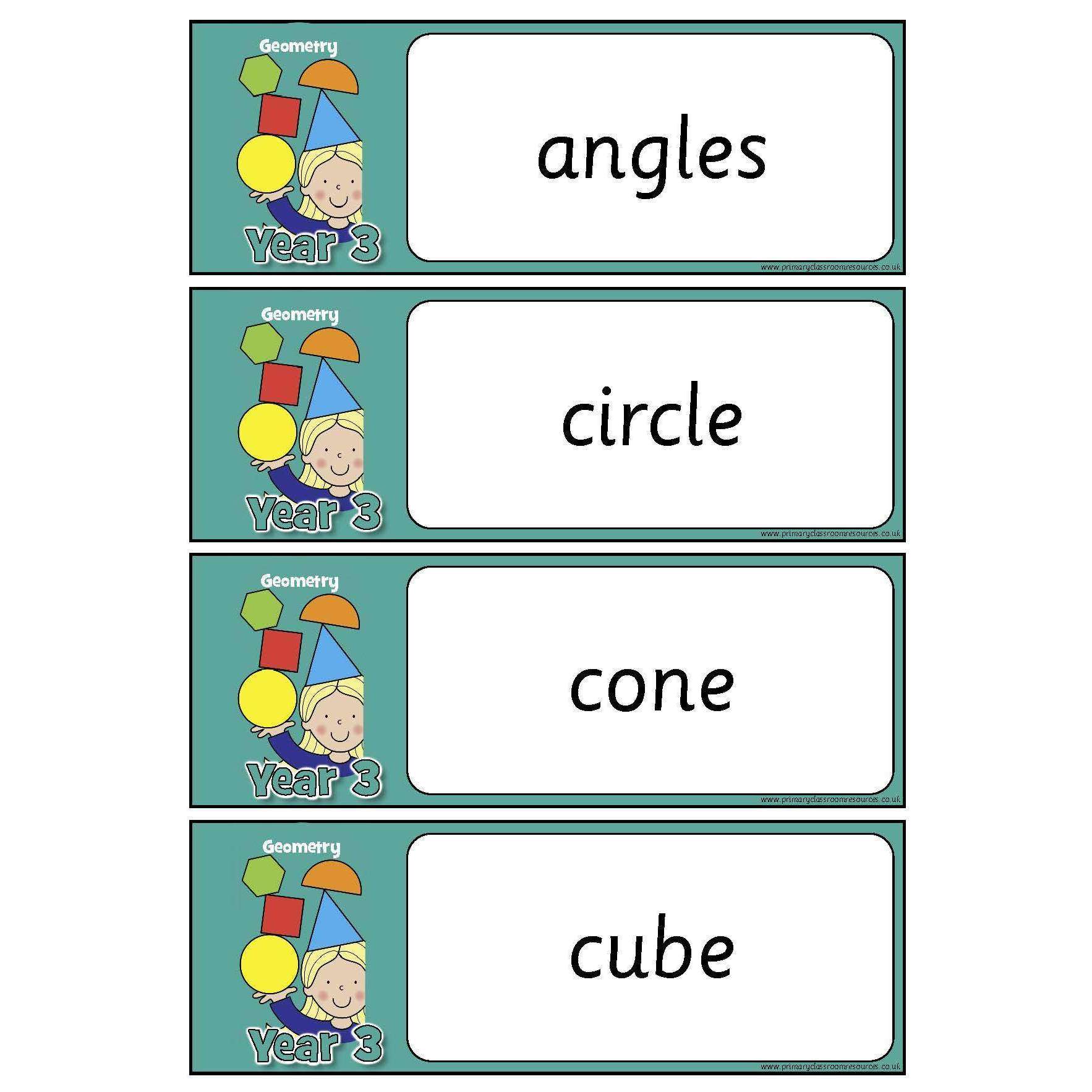 Year 3 Maths Vocabulary - Geometry:Primary Classroom Resources