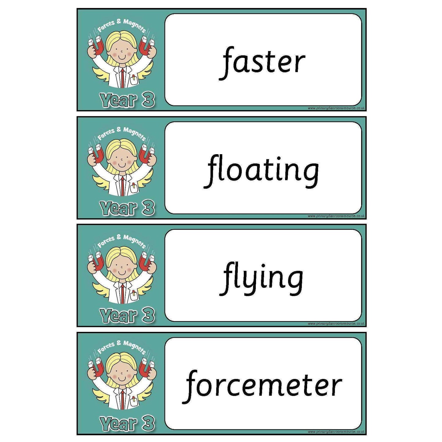 Year 3 Science Vocabulary - Forces and Magnets:Primary Classroom Resources