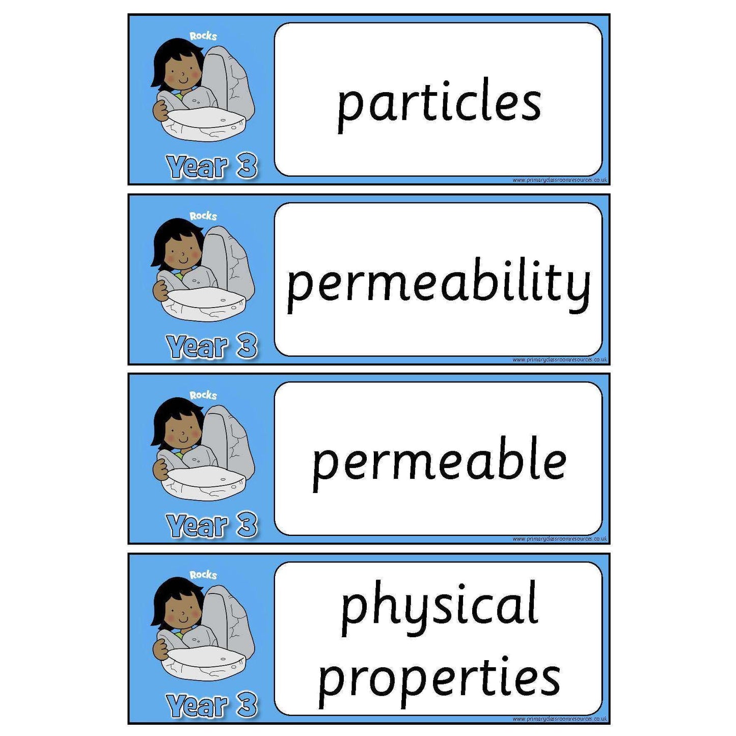 Year 3 Science Vocabulary - Rocks:Primary Classroom Resources