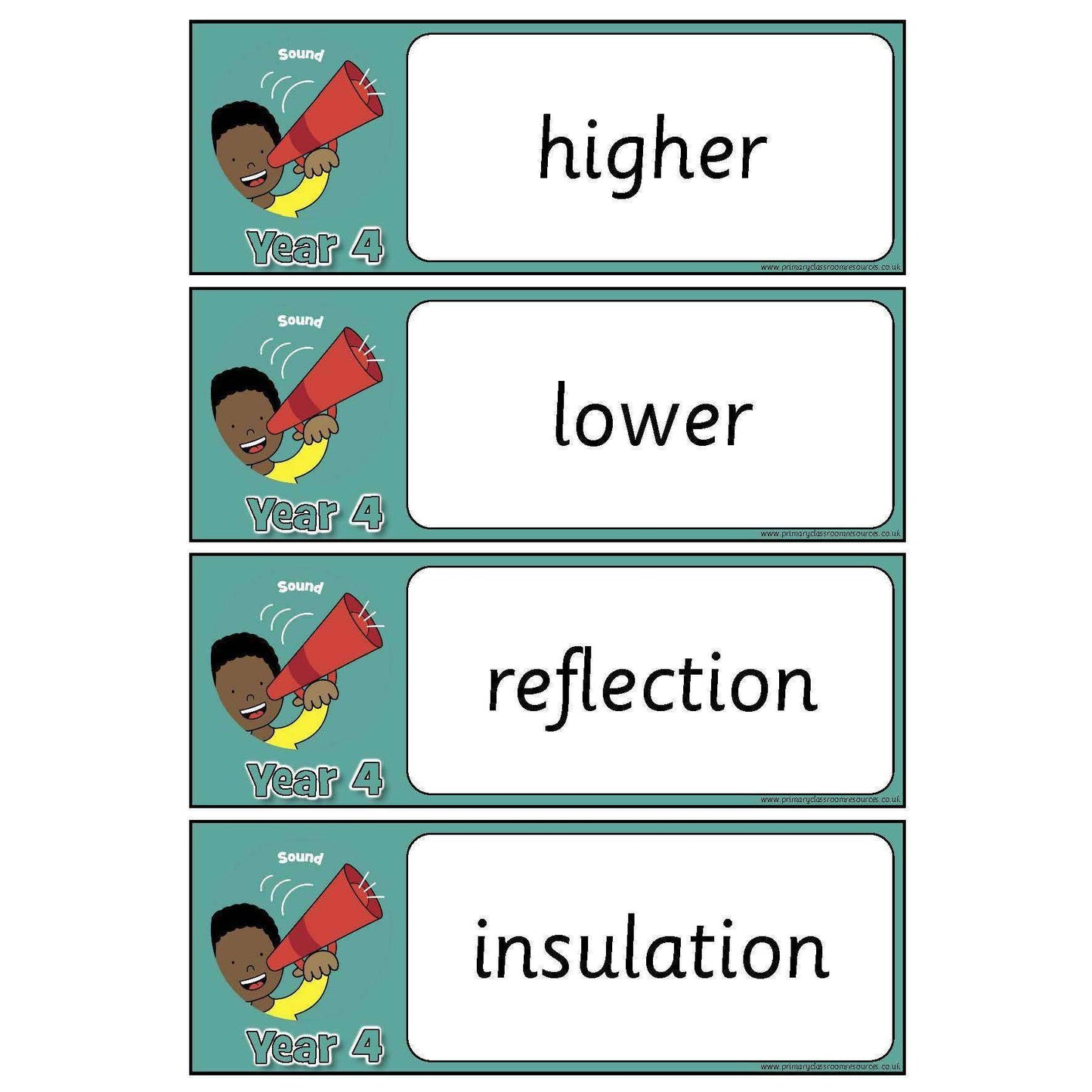 Year 4 Science Vocabulary - Sound:Primary Classroom Resources