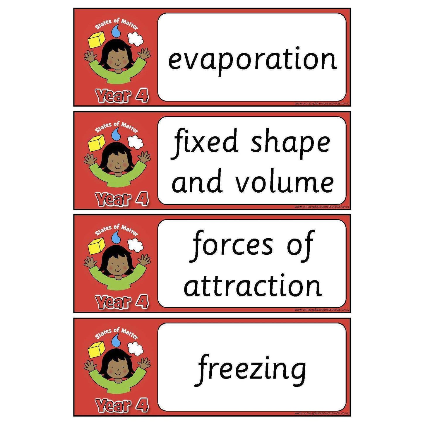 Year 4 Science Vocabulary - States of Matter:Primary Classroom Resources