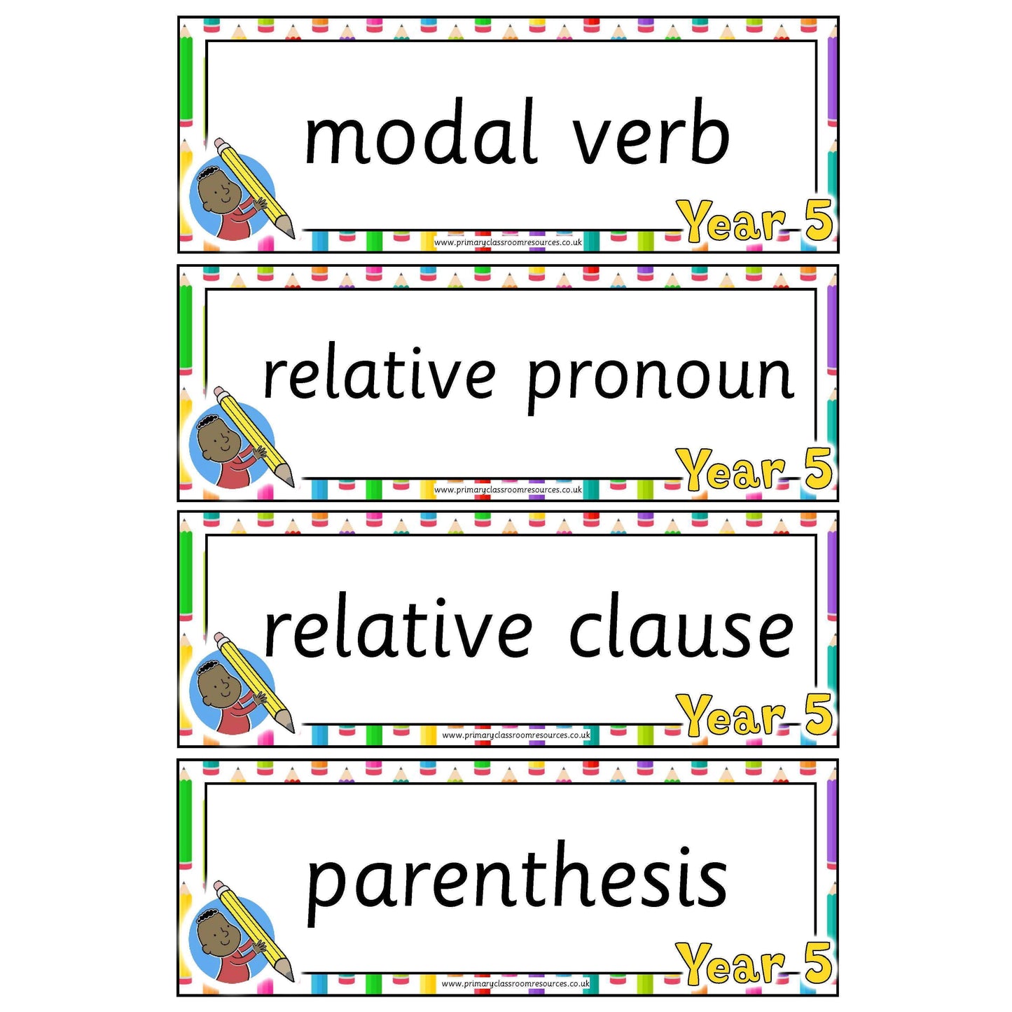 Year 5 English Terminology Cards:Primary Classroom Resources