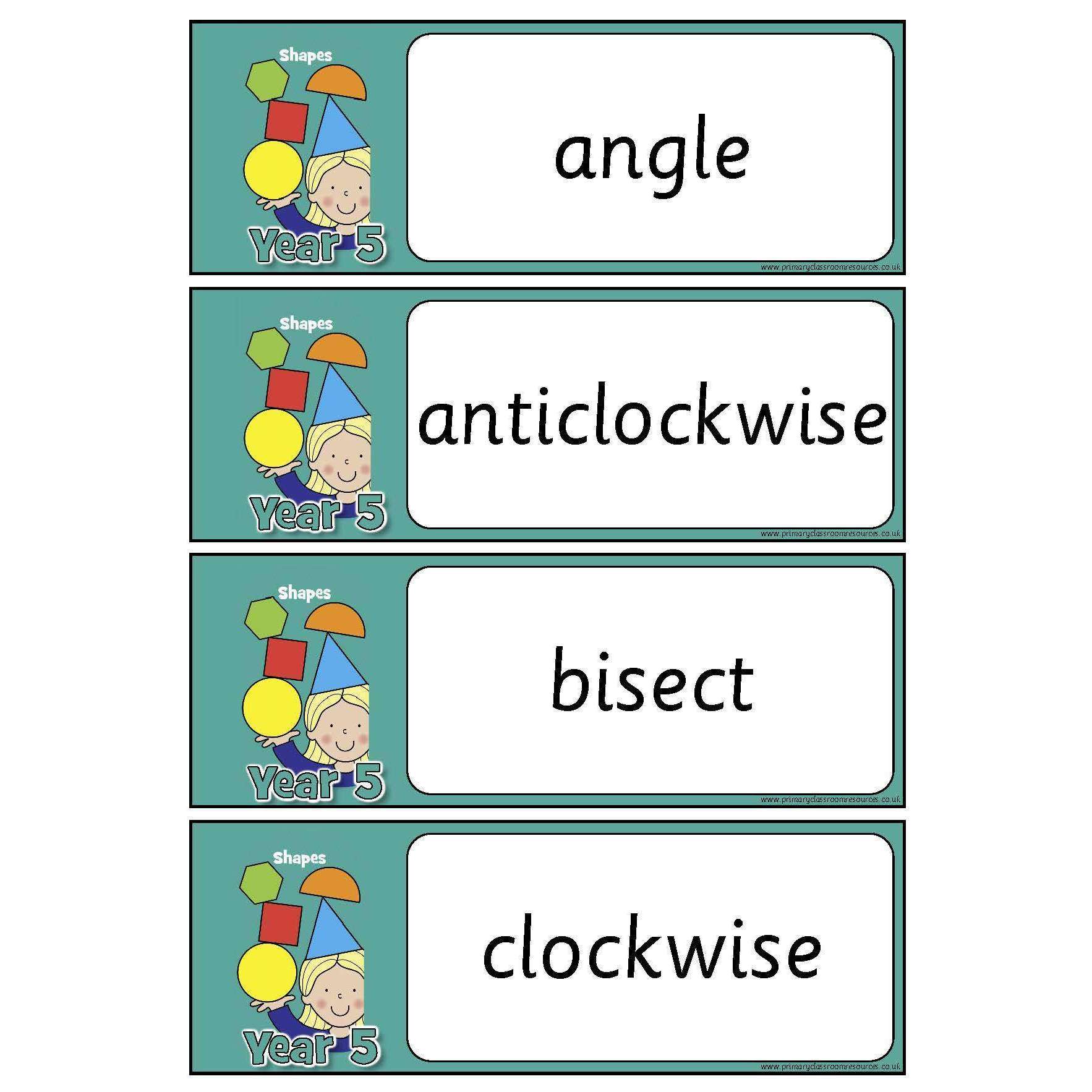Year 5 Maths Vocabulary - Geometry: Properties of Shapes:Primary Classroom Resources