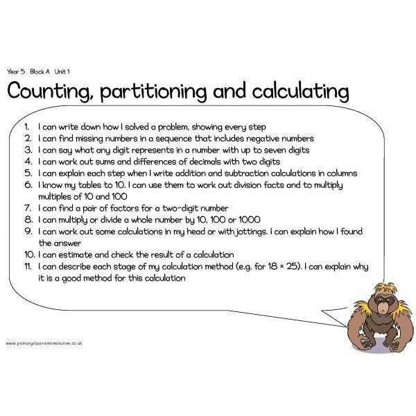Year 5 Numeracy I Can Statements Posters:Primary Classroom Resources
