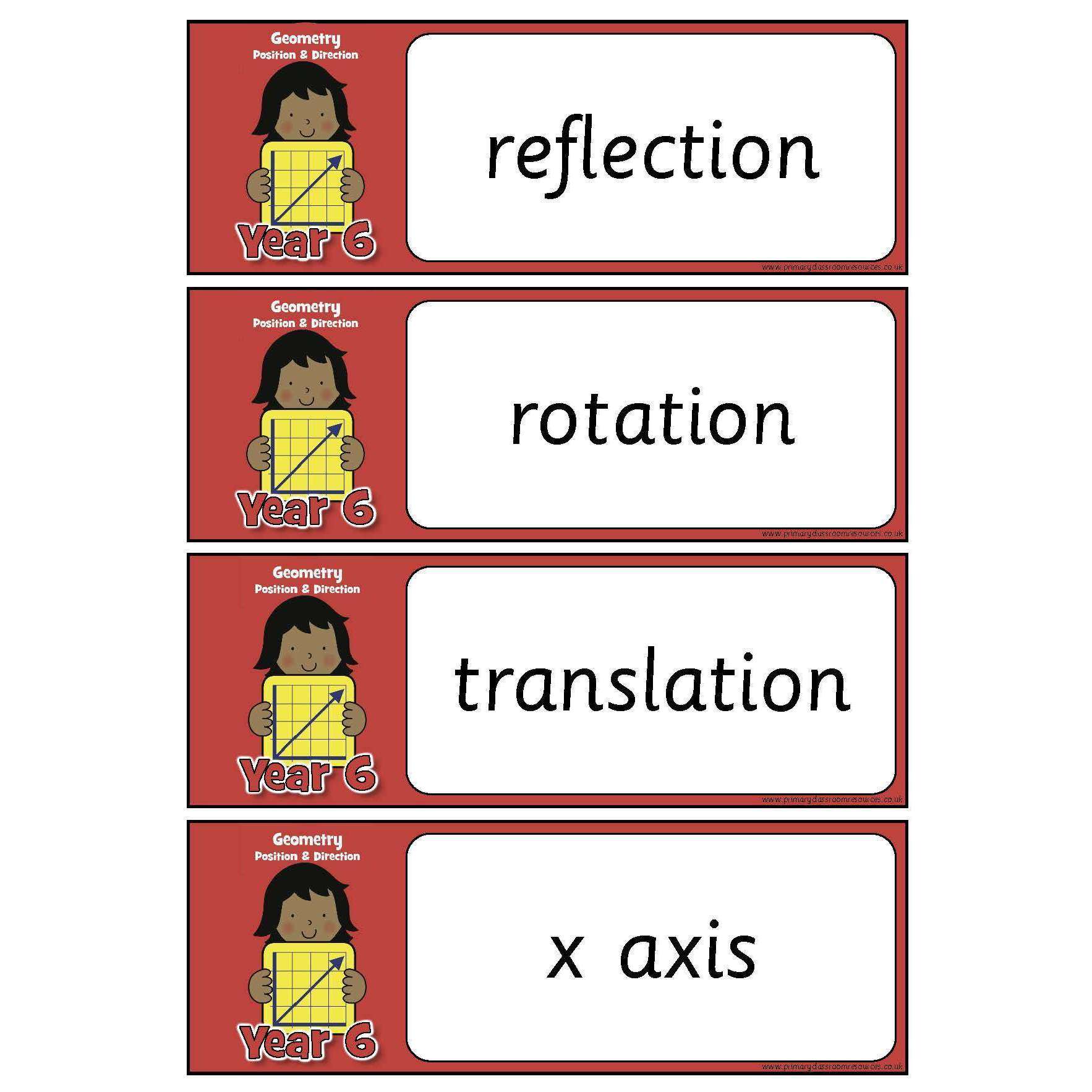 Year 6 Maths Vocabulary - Geometry: Position and Direction:Primary Classroom Resources