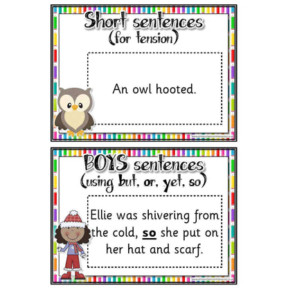 30 Sentence Type Cards:Primary Classroom Resources
