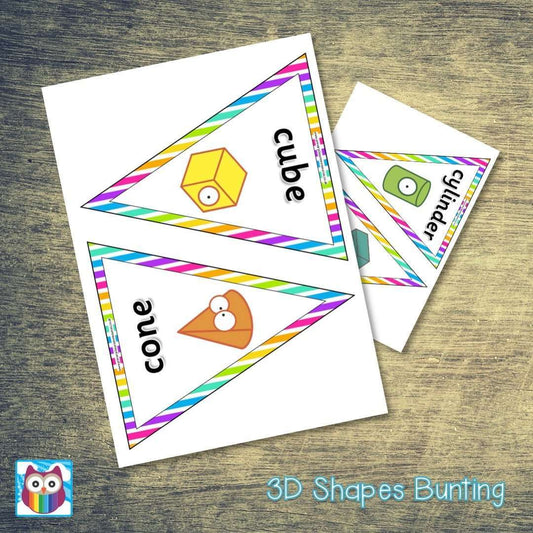 3D Shapes Bunting:Primary Classroom Resources