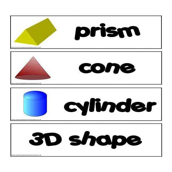 3D Shapes Flashcards:Primary Classroom Resources