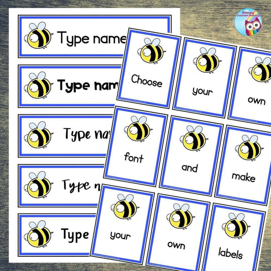 EDITABLE Name Tray & Coat Peg Labels - Busy Bees:Primary Classroom Resources