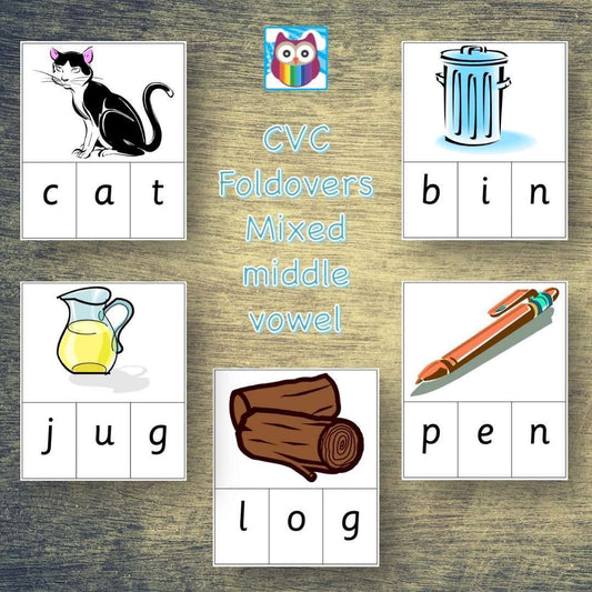 CVC Foldover Mixed Middle Vowel:Primary Classroom Resources