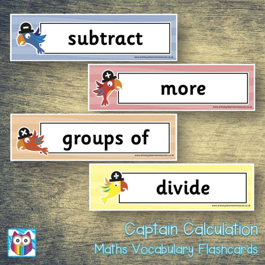 Captain Calculation Maths Vocabulary Flashcards:Primary Classroom Resources