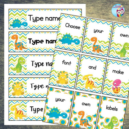 EDITABLE Name Tray & Coat Peg Labels - Colourful Dinosaur:Primary Classroom Resources