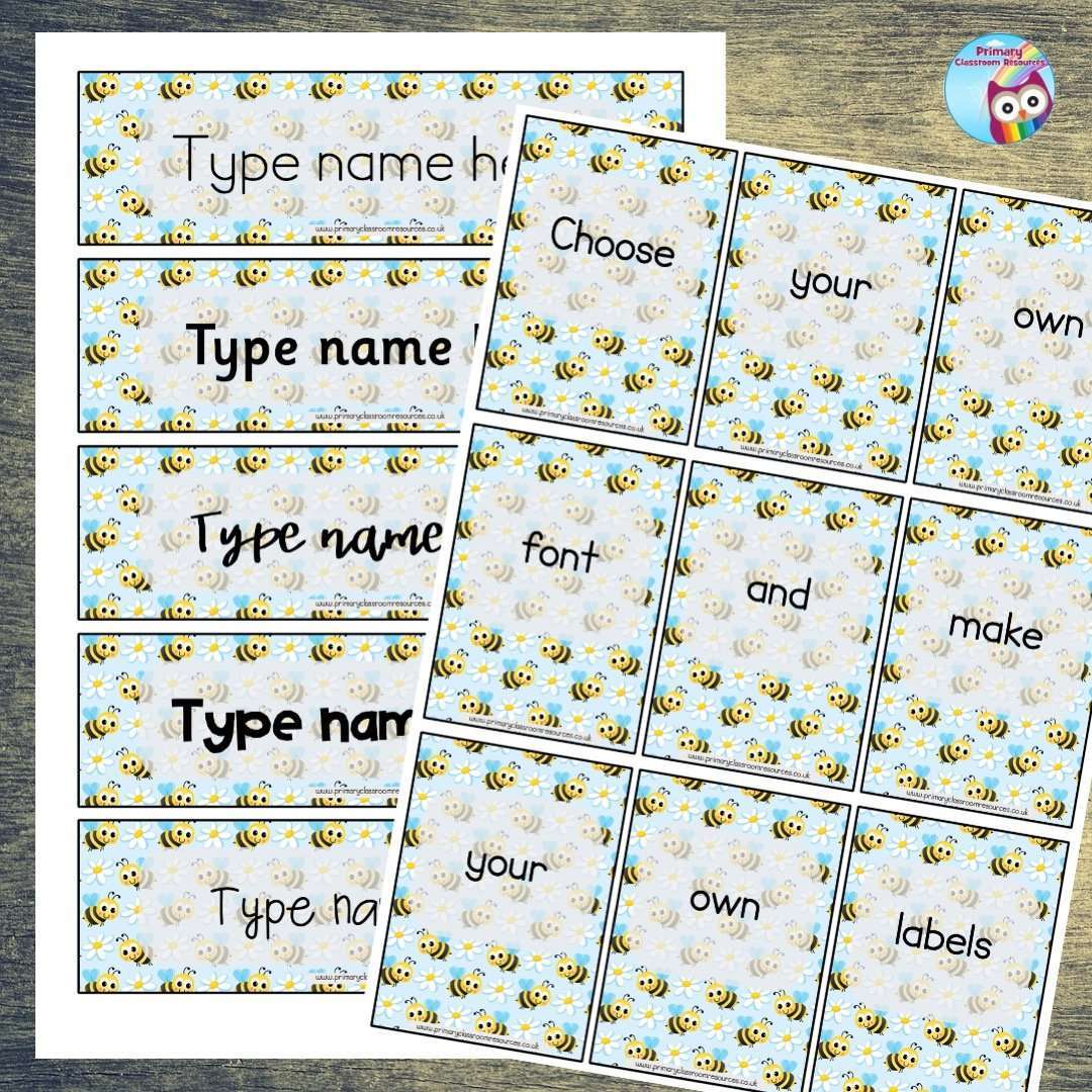 EDITABLE Name Tray & Coat Peg Labels - Cute Bees:Primary Classroom Resources