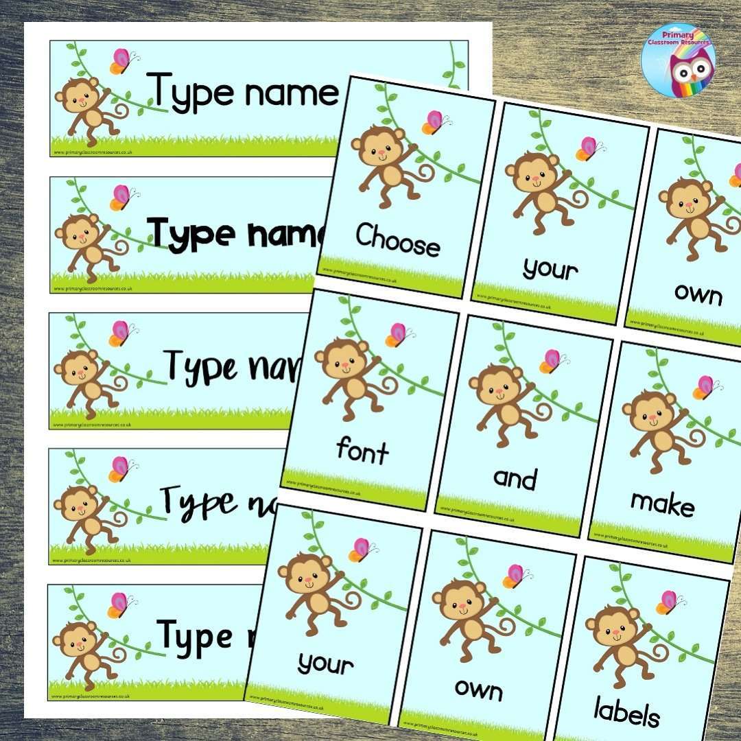 EDITABLE Name Tray & Coat Peg Labels - Cute Monkeys:Primary Classroom Resources